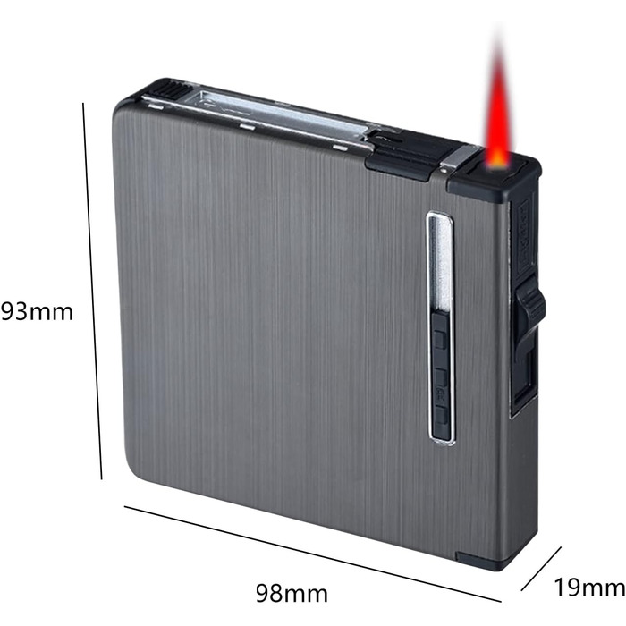 Елегантне Zigarettenetui з запальничкою CAM2, автоматичне витягування, вміщує 20 сигарет, чорний, з металевим малюнком