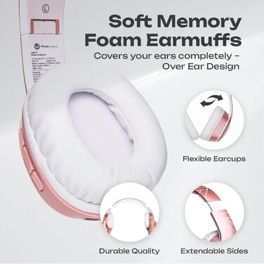 PowerLocus P7 Bluetooth навушники Over-Ear, складні, бездротові з басами, Hi-Fi стерео, з функцією гучного зв'язку, USB-C зарядка, тривалий час роботи, для iPhone/PC/TV (Line Rose Gold)
