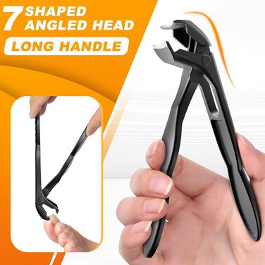 Інструмент для стрижки нігтів для літніх людей та чоловіків з товстими нігтями, 16 мм/37 мм, важкий, з кутовими лезами 45 градусів, для врослого нігтя (Помаранчевий)