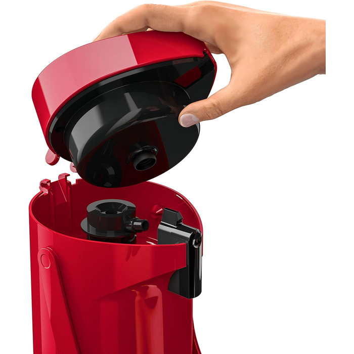 Emsa 515708 Ponza Pump Thermos, Insulated Carafe, Thermos Flask, 1.9L Capacity, Insulated Mug, Pressure Lever, Detachable Drip Tray, Red, 17 x 16.5 x 39 cm