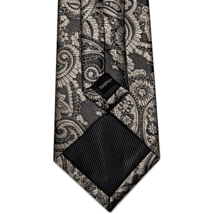 Набір краваток для чоловіків: краватка, нагрудна хустинка, краватки-слейв, краватки-кліпси, запонки, шпилька, 5 шт. (чорний та темно-золотий)