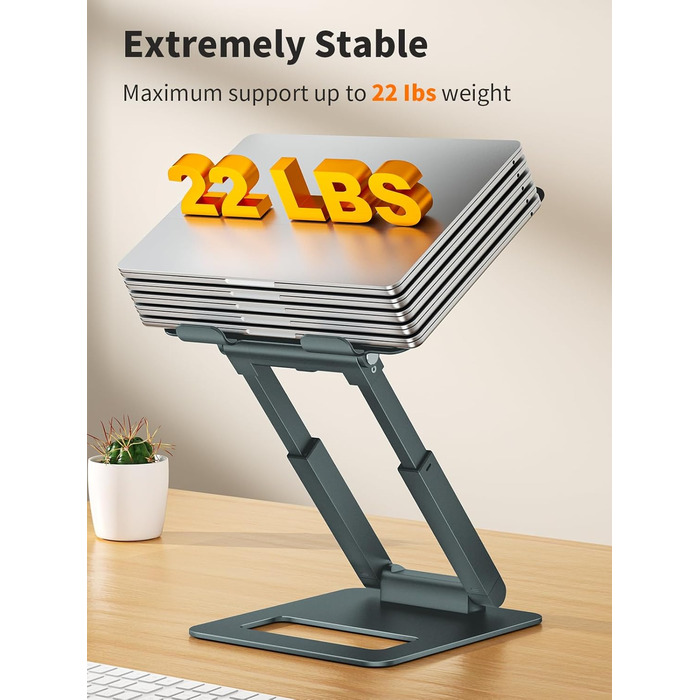 Adjustable Laptop Stand for Desk - Telescoping Design, Ergonomic Riser for 10-17 inch Laptops (Gray)
