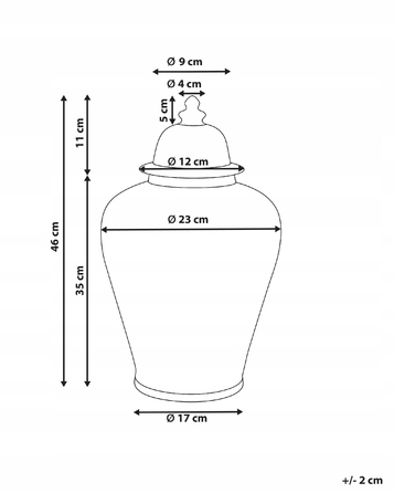 Порцелянова ваза Beliani, 23 x 46 см