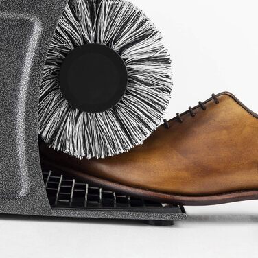 H.Koenig Electric Shoe Polisher U600, Professional Polishing Machine with Liquid Wax Dispenser and 2 Polishing Brushes with Soft Bristles and 1 Cleaning Brush with Hard Bristles, Footrest, 120W