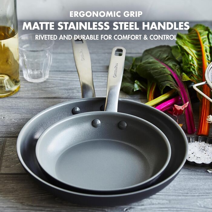 Набір сковорідок GreenPan Chatham: 25.4 см та 30.5 см, керамічне покриття, антипригарні, без PFAS, для плити та духовки, сірий