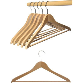 Hagspiel wooden clothes hangers, beechwood clothes hangers, naturally lacquered (water-based lacquer), nickel-plated, rotating metal hook, Made in Austria (100 pieces with 44 cm shoulder width)
