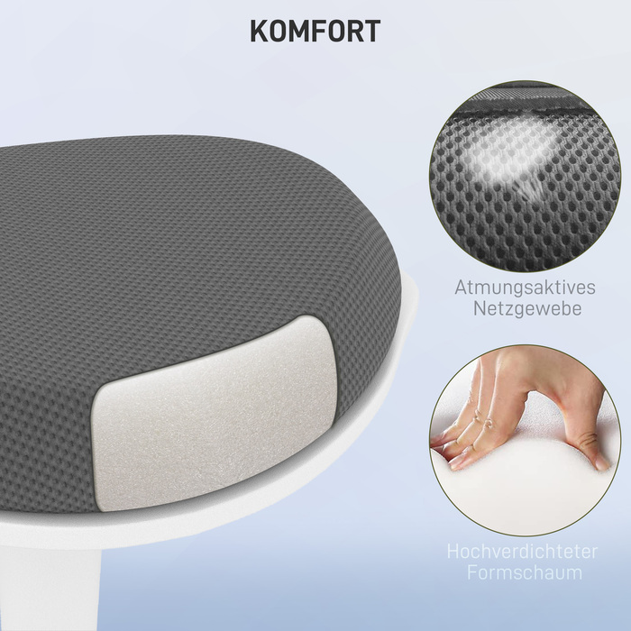 Крісло офісне HOMCOM з регульованою висотою та обертанням, ергономічне крісло з сітчастою спинкою сірого кольору для комфортної роботи.
