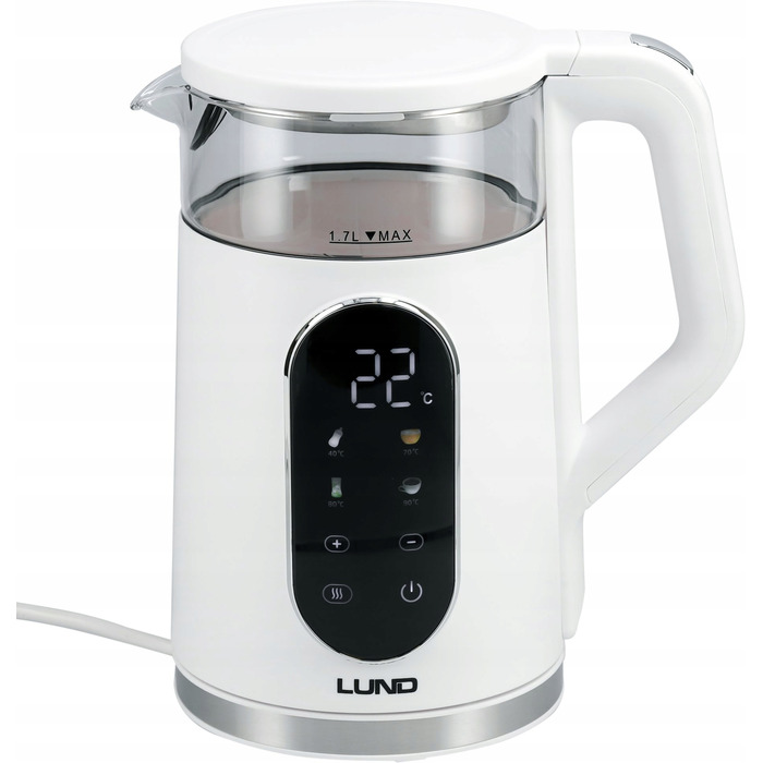 Електричний чайник Lund 68224, 2200 Вт, 1,7 л, білий