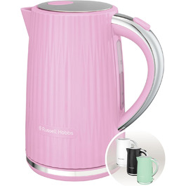 Russell Hobbs Kettle [1.7L 2400W] Eden White, Stainless Steel Accents (removable scale filter, push-button lid opening, water level indicator, illuminated switch, BPA free) Teakettle 27360-70 (Raspberry)