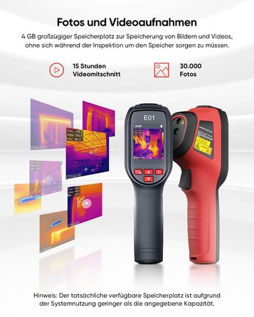 HIKMICRO E01 Тепловізійна камера SuperIR: портативна інфрачервона камера з лазерним покажчиком, роздільна здатність 240x240, діапазон температур -20°C - 400°C, частота оновлення 20Hz