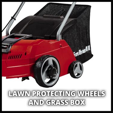 Einhell Electric Scarifier-Aerator GC-SA 1231/1 (230 V, up to 300 m², 1.2 W, 28l collection bag, ball-bearing roller + aerator roller, 3 depth settings, foldable guide bar)