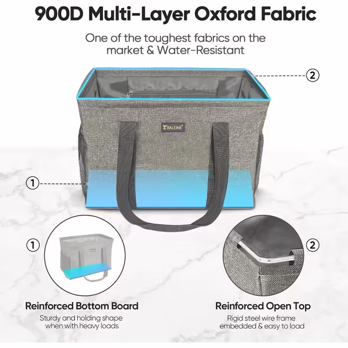 BALEINE Extra Large Multi-Purpose Tote Bag with Wire Frame for Storage