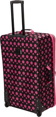 Набір валіз Rockland Softside, 4 шт. (14/20/24/28), стильний дизайн, чорно-рожевий принт