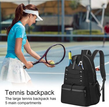 Lunaanda Tennis Backpack - Tactical Tennis Bag with Shoe Compartment & Racket Protection - Large Pickleball Bag Holds 4 Rackets
