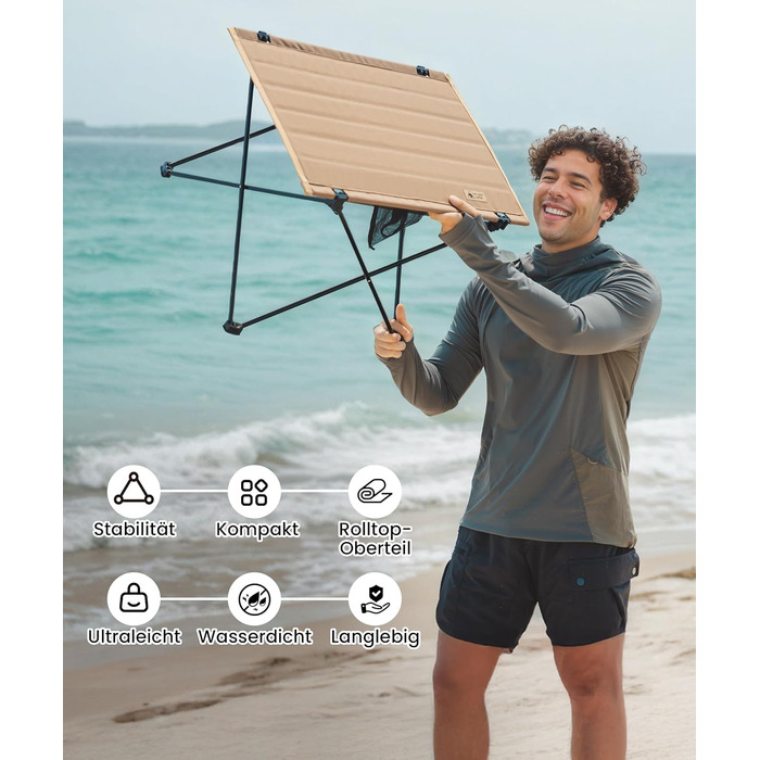 OneTigris CAMPMATE Стіл для кемпінгу складний, легкий, на 30 кг, Kojote Brown