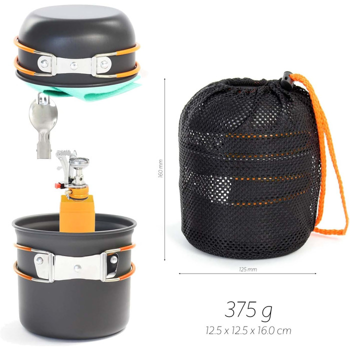 Набір посуду для кемпінгу: посуд для приготування їжі та котел для відпочинку на природі (6 предметів)