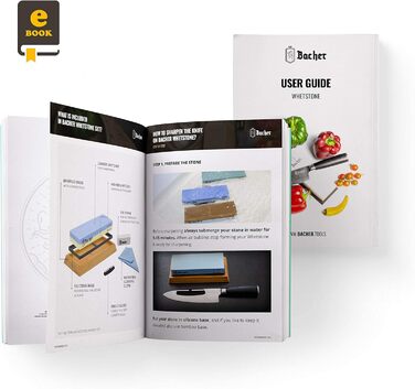 Набір точильних каменів Bacher Premium: 400/1000 та 1000/3000. Точильний камінь, бруски для заточування ножів. З інструкцією