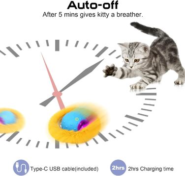 PUHOHUN Cat Toy Ball for Adult Cats Indoor | Interactive Automatic Cat Toy Ball | Fast Rolling - Motion-Activated Chirping | Mouse-Hunting Game (Brown)