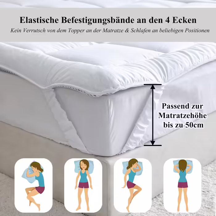 Threads For Bed® Breathable Mattress Topper/Fitted Sheet 120x200 made from cotton fabric, Washable mattress topper for comfort & keeping away dirt, Mattress protector for mattresses & box spring beds