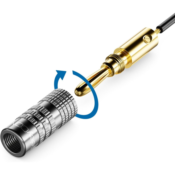 Набір бананових конекторів DeleyCON (8 шт.) – позолочені, гвинтові, для акустичних/динамічних кабелів, 0.75-4.5 мм, Hi-Fi аудіо, домашній кінотеатр, сірий