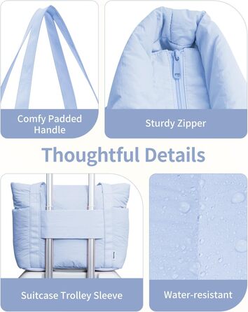 Сумка жіноча Narwey Shopper велика, легка - робоча сумка, сумка для навчання, сумка на плече, сумка-тоут з багатьма кишенями (Синя)