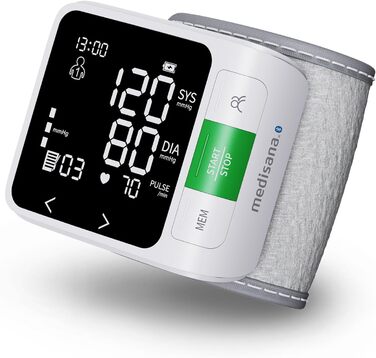 Тонометр на зап'ястя Medisana BW 360 connect з Bluetooth, пульсометром, світлодіодною шкалою та пам'яттю, з коробкою для зберігання