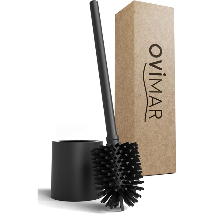 Набір для чищення унітазу Skrova | Силіконова щітка для унітазу | Стійка | Чорний матовий | Змінний насадка | Сучасний дизайн