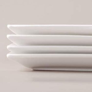 DOWAN Porcelain Serving Platter, 24.6 x 13.7 cm Rectangular Serving Platters 4 Pack, Large White Dessert Plates for Buffets, Sushi, Cakes, Appetizers at Home/in Restaurant