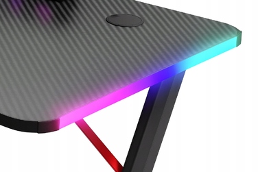 Ігровий комп'ютерний стіл з LED-підсвіткою, сучасний геймерський стіл, 140 см, чорний