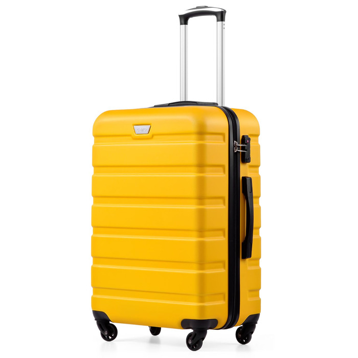 Великий валіза COOLIFE 77см, XL, PC+ABS, жорсткий корпус, для подорожей, з TSA замком, жовтий