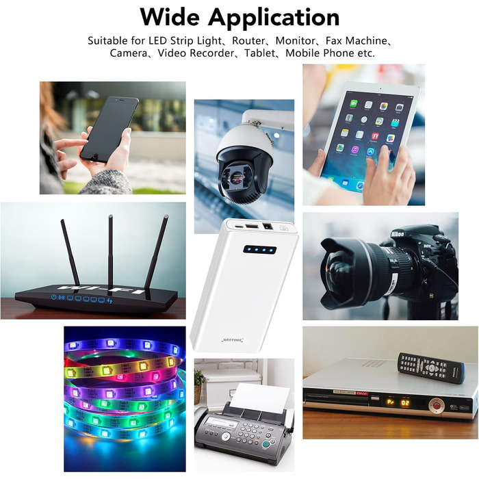 Power Bank NASTIMA 12V 5200mAh з трьохвидим виходом (USB-A, USB-C, DC) для LED, CCTV, камер та ін.