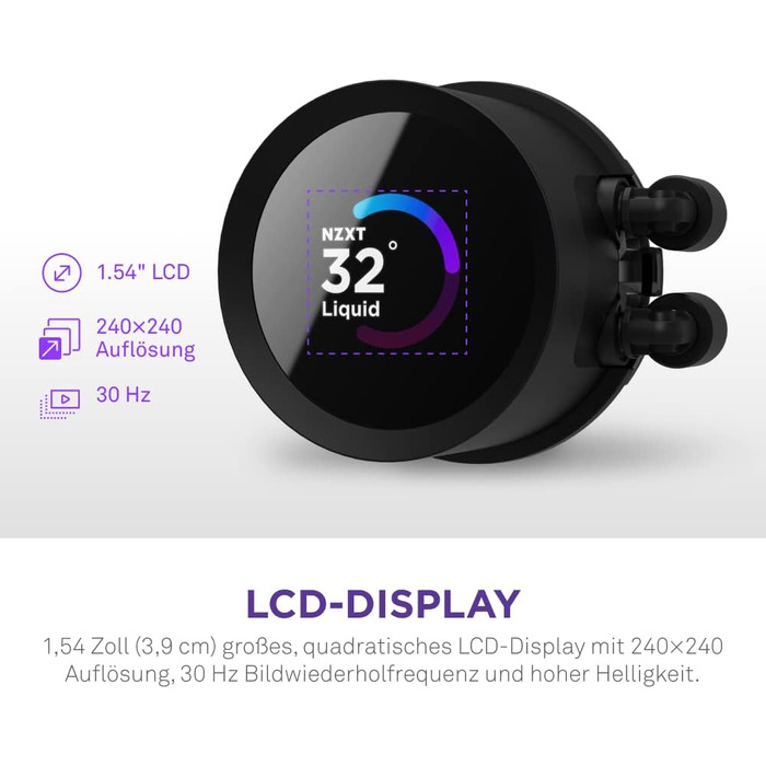 NZXT Kraken: Рідинна система охолодження CPU AIO з LCD-дисплеєм – 240 RGB (білий) – сумісна з Intel® та AMD®