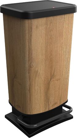 Відро для сміття Rotho Paso 40л з педальним механізмом та кришкою, пластик PP, BPA-free, металік