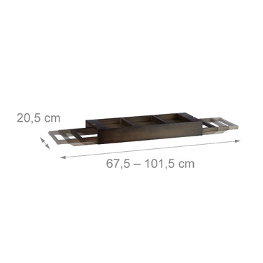 Relaxdays Extendable Bathtub Shelf in Dark Brown