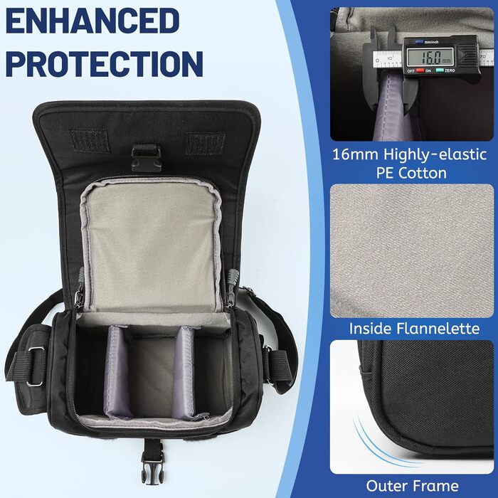 Водонепроникна сумка для камери SLR з дощовиком, ударостійка фотосумка з підкладкою, для щоденного використання (чорна)