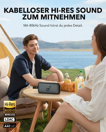 Soundcore Motion 300 - Бездроковий портативний Bluetooth-динамік з BassUp, SmartTune, 30W, 13h, IPX7, для дому, саду, кемпінгу та подорожей, Чорний