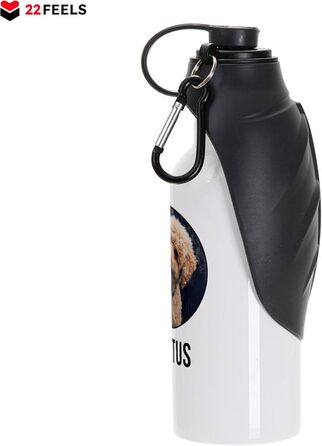 Персоналізована пляшка для води для собак 22Feels, 600 мл: фото, ім'я, карабін, витокозахист