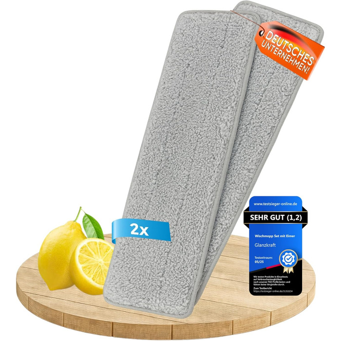 Набір для миття підлоги Wischmopp з відром – моп з 2-камерною системою та функцією накачування – гігієнічний набір для прибирання – 2,5 л – білий