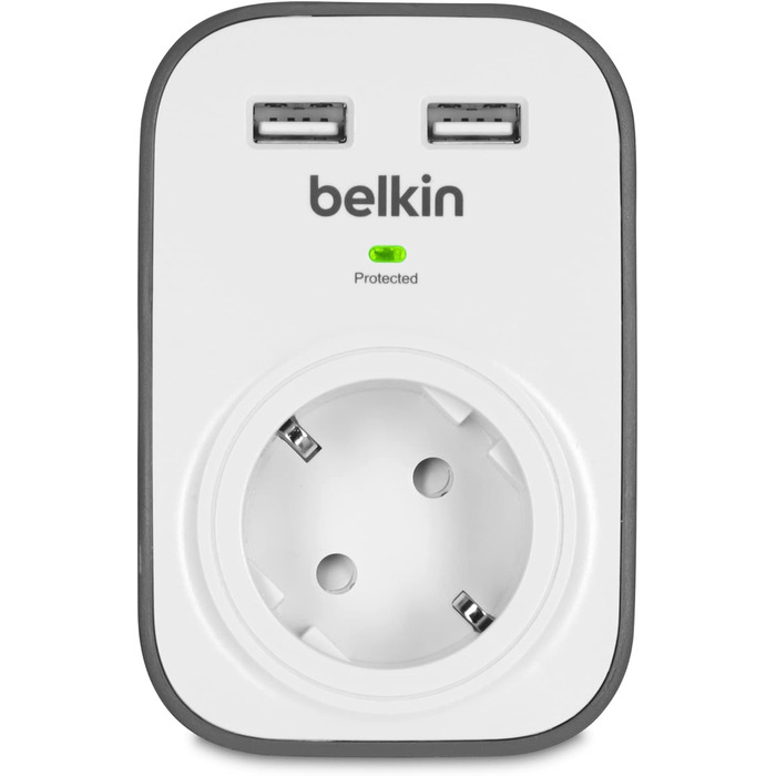Мережевий фільтр Belkin з USB, 8 розеток + 2 USB, 2.4A, 2м, для дому та офісу