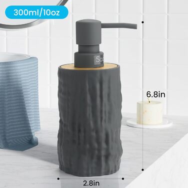 Дозатор для мила білий бамбук, 390 мл, для кухні, ванної кімнати, офісу, дозатор мила для миття посуду