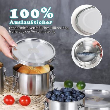 nicelock Lunch Box with Compartment (3 Pack) Adult Food Containers Kids Lunch Box Stainless Steel Suitable for Snacks, Fruit, Muesli, Soups, and Main Meals etc.