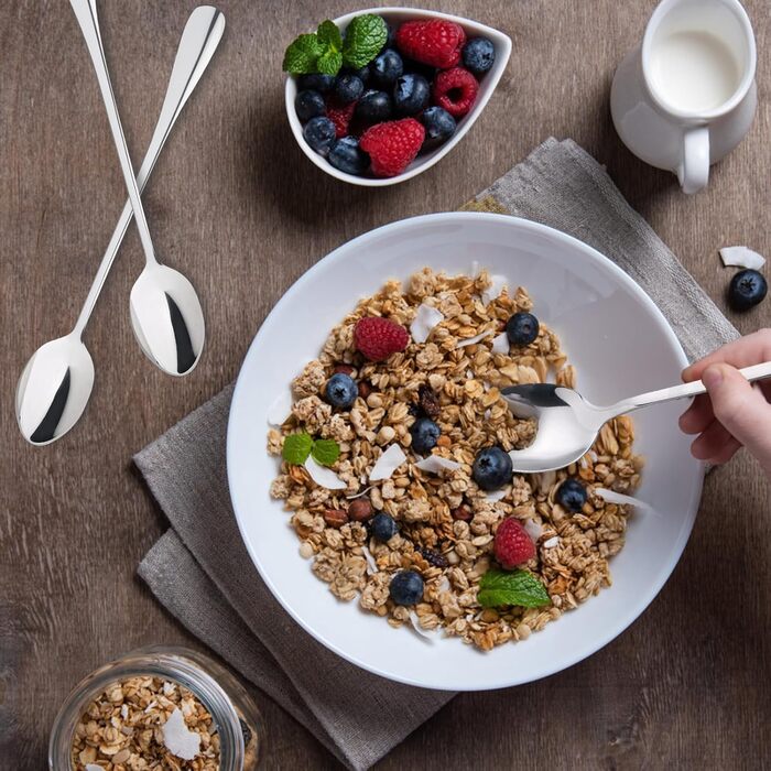 Набір з 12 ложок для лате макіато, нержавіюча сталь, довгі чайні ложки, ложки для десертів та кави