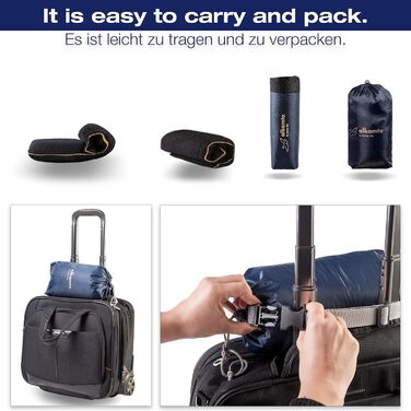 Подушка для подорожей Alkamto: ергономічна подушка з memory foam, регульована температура, Oeko-Tex Made IN Green (чорна, 35x30x10/8 см)