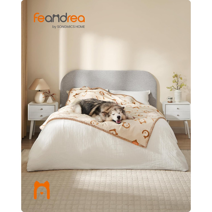 Водонепроникна ковдра для собак Feandrea, Sherpa Fleece, 152x127 см, XL, для собак та котів, захист дивану, машинне прання, бежевий, XXXL (229x203 см)