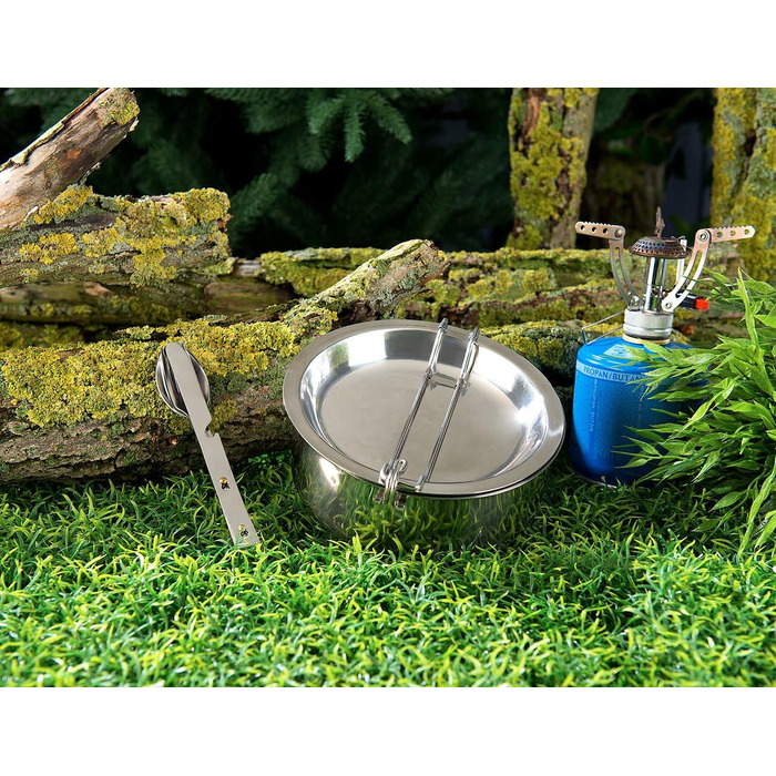 Набір посуду для кемпінгу Semptec Urban Survival Technology: 6-ти частинний набір з нержавіючої сталі з приборами