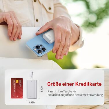 Power Bank iWALK Klein 9000mAh: Компактний портативний зарядний пристрій з вбудованим кабелем, швидка зарядка, сумісний з iPhone, Samsung та іншими пристроями