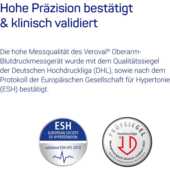 Тонометр Veroval на плече, м'яке вимірювання, клінічно перевірений, контроль положення манжети, виявляє порушення серцевого ритму, з програмним забезпеченням