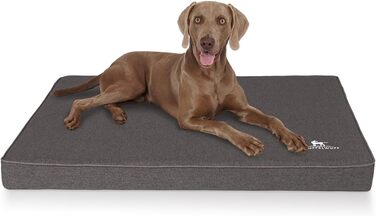 Ортопедичний лежак для собак Knuffelwuff Nantucket з велюру, ручної роботи, XL, 100 x 70 см, антрацит, знімний чохол, прання, для великих, середніх та маленьких собак