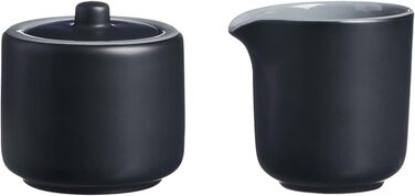 Ritzenhoff & Breker Jasper Milk & Sugar Set - Ceramic Creamer & Sugar Bowl with Matte Glaze & Soft-Touch Finish (Black)