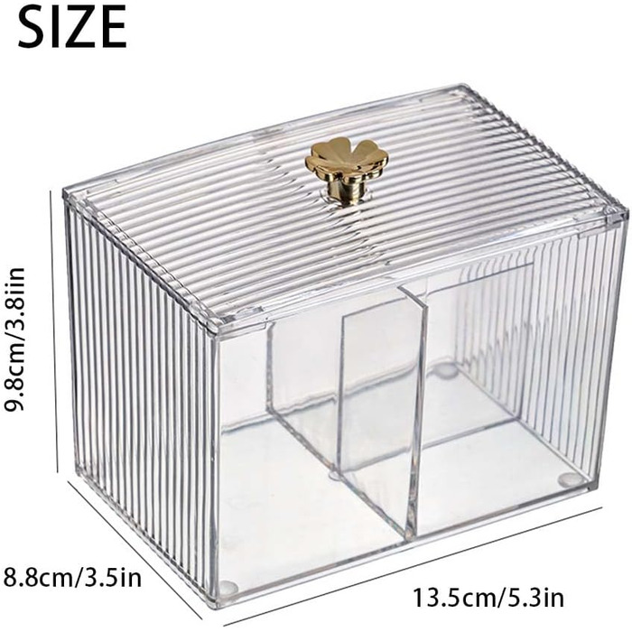 Контейнер для ватних паличок та дисків, органайзер для ванної кімнати, прозорий, 2 шт.